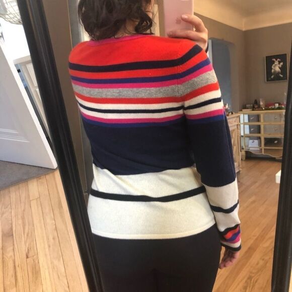 Diane von Furstenburg Jolanta Cashmere Sweater Size M Stripe Blue, Red, White... - Picture 5 of 6